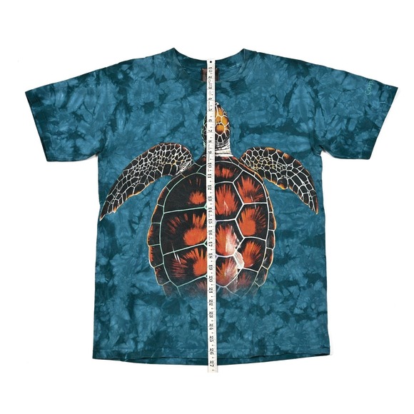 Vintage Habitat 90s Swimming Tortoise Tie Dye T-Shirt Medium Wild Animal 2-Sided - Picture 4 of 10